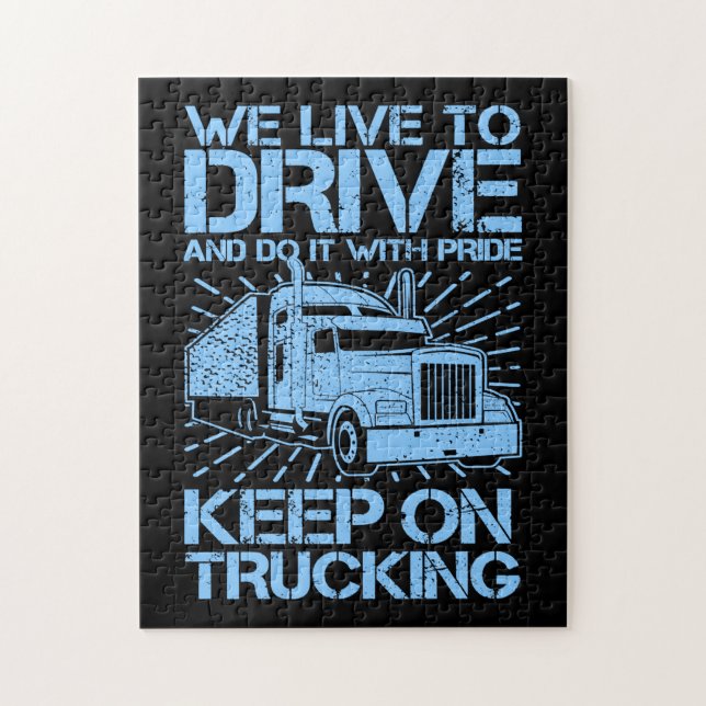Behalt auf Trucking 18 Wheeler Blue   Puzzle (Vertikal)