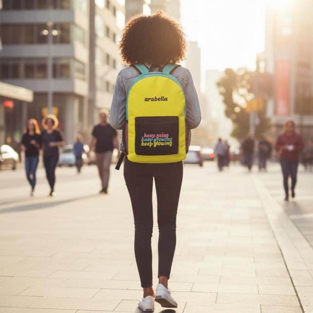 Behalt Behalten Wachsende Behaltend Glimmer Rucksa Bedruckter Rucksack (Encourage someone special with this, "Keep Going Keep Growing Keep Glowing" personalized backpack! )