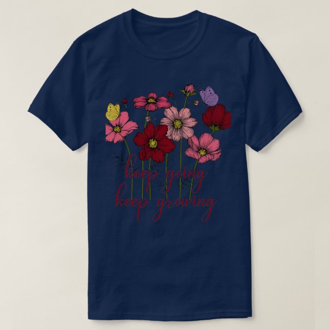 Behalt Behaltend Vintage Blume wachsen T-Shirt (Design vorne)