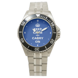 Behalt Calm and Carry on - Blue Classic Style Armbanduhr