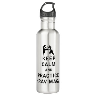 Behalt Calm and Practice Krav Maga - Israel IDF Edelstahlflasche