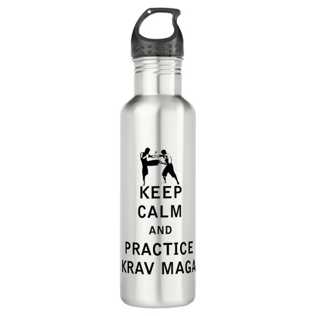 Behalt Calm and Practice Krav Maga - Israel IDF Edelstahlflasche (Vorderseite)