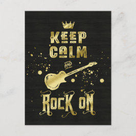 Behalt Calm and Rock on Electric Gitarre Typografy Postkarte
