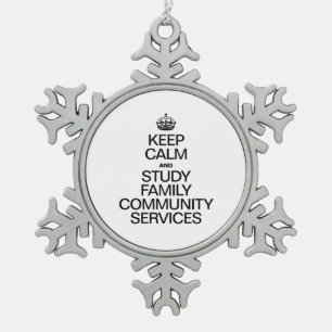 BEHALT CALM AND STUDY FAMILY COMMUNITY SERVICES SCHNEEFLOCKEN Zinn-Ornament