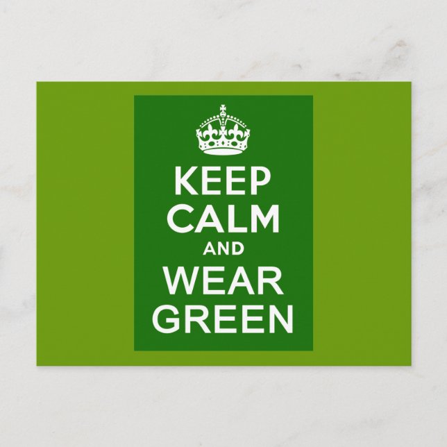 BEHALT CALM AND WEAR GREEN for St Pats Day Postkarte (Vorderseite)