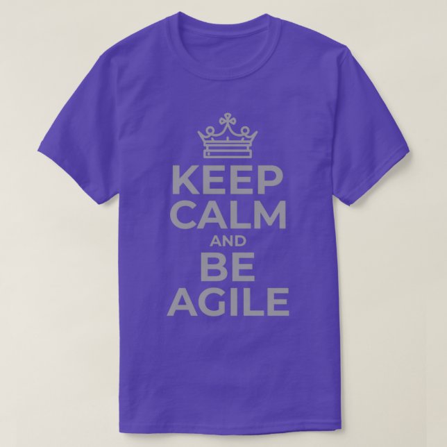 Behalt Calm Be Agile in Grau T-Shirt (Design vorne)