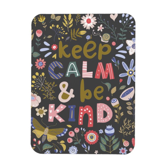 Behalt Calm be kind Folk Art Blume Magnet (Vertikal)