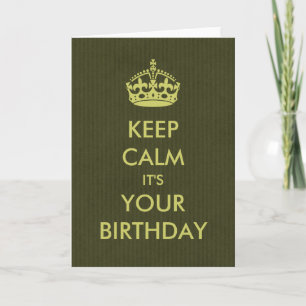 Behalt Calm Birthday Card Deep Olive Kraft Papier Karte