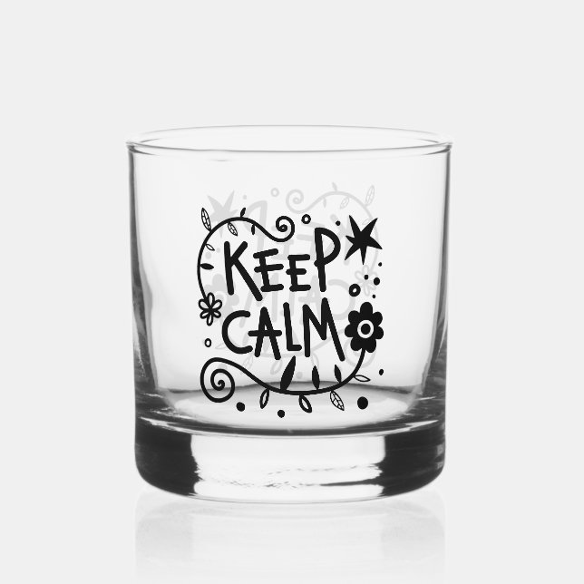 Behalt Calm Bold Typografy Black and White Whiskyglas (Vorderseite)