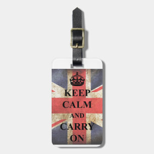 Behalt Calm Carry auf britischer Flagge Gepäckanhänger