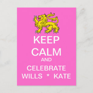 BEHALT CALM Celebrate Wills Kate Postcard (Pink) Postkarte
