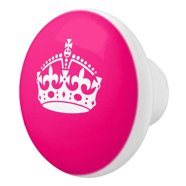 Behalt Calm Crown auf Fuchsia Pink Anpassbar Keramikknauf (Rechts)