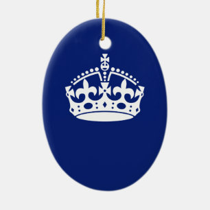 Behalt Calm Crown Icon auf Navy Blue Keramik Ornament