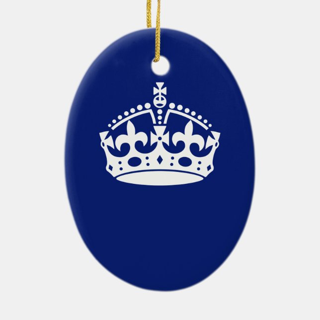 Behalt Calm Crown Icon auf Navy Blue Keramik Ornament (Hinten)