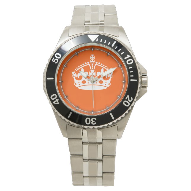 BEHALT CALM CROWN Icon on Orange Customizing Armbanduhr (Vorderseite)