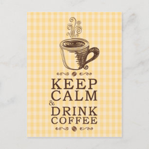 Behalt Calm Drink Kaffegelbe Quadrate Hintergrund Postkarte