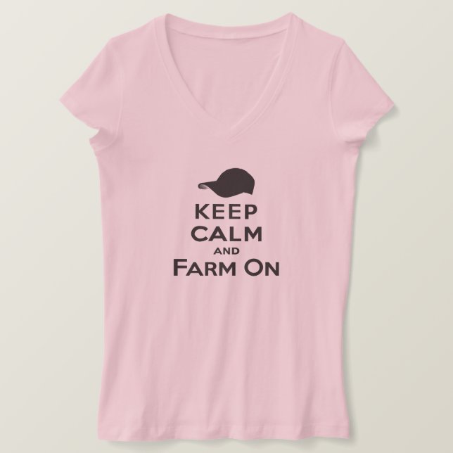 Behalt Calm & Farm On - Ladys T - Shirt (Design vorne)