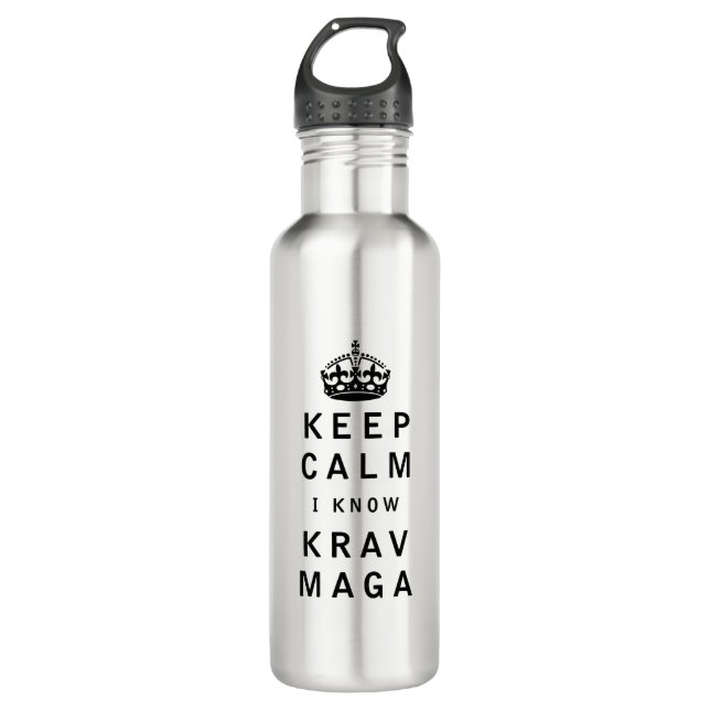 Behalt Calm I Know Krav Maga - Israel IDF Defence Edelstahlflasche (Vorderseite)