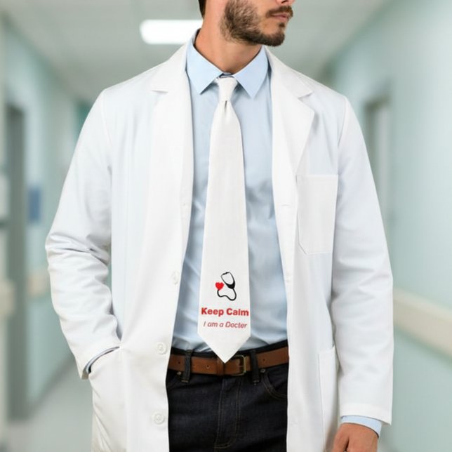 Behalt Calm - ich bin Doktor - witzig Krawatte (Von Creator hochgeladen)