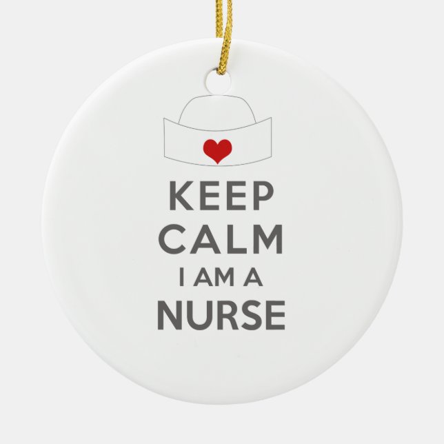 Behalt Calm Ich bin Krankenschwester Keramik Ornament (Vorne)