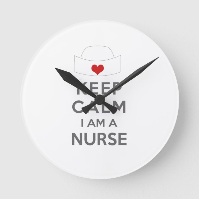 Behalt Calm Ich bin Krankenschwester Runde Wanduhr (Vorderseite)