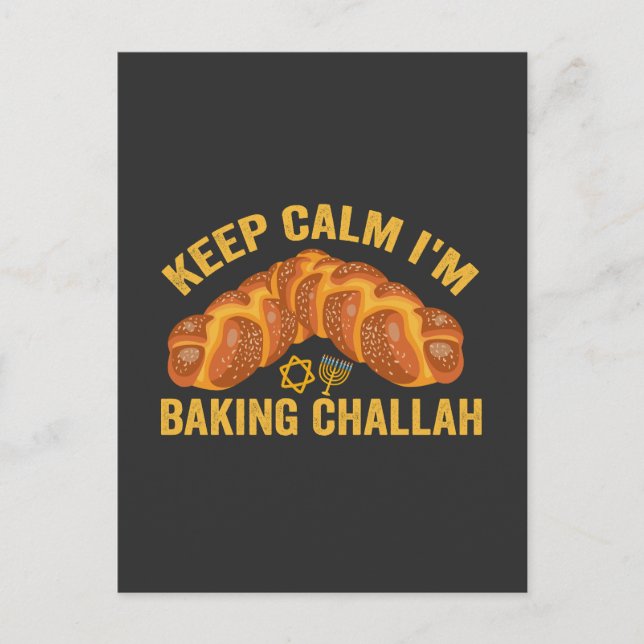 Behalt Calm ich brasse Challah Funny Hanukkah Ankündigungspostkarte (Vorderseite)