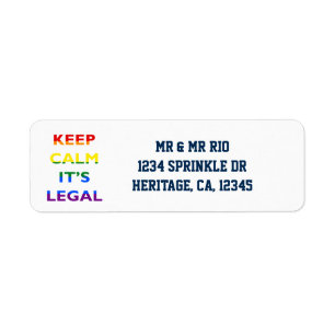 Behalt Calm It's Legal Support LGBT Address Label