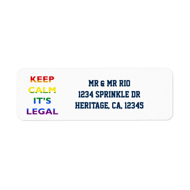 Behalt Calm It's Legal Support LGBT Address Label (Vorne)