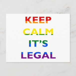 Behalt Calm It's Legal Support LGBT Postcard Postkarte