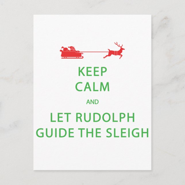 Behalt Calm Lass Rudolph Guide Sleigh Postkarte (Vorderseite)