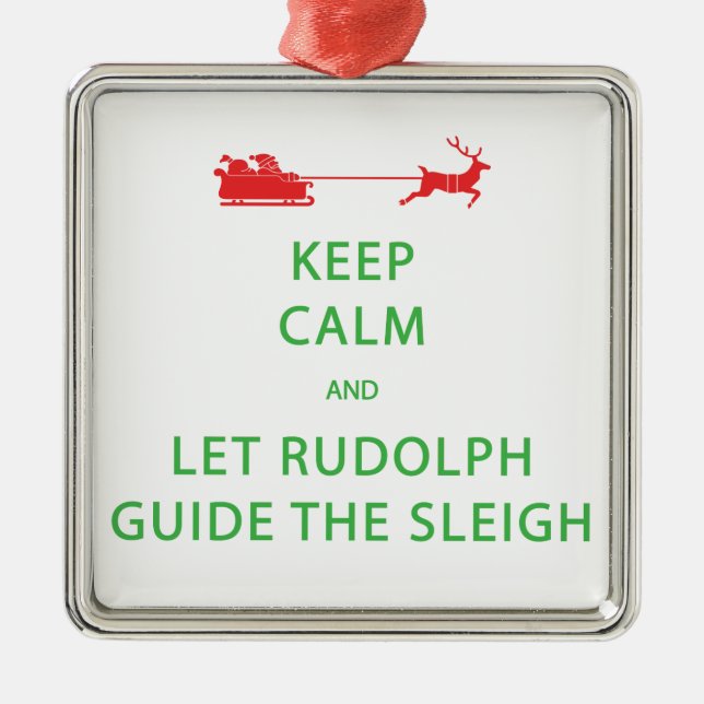 Behalt Calm Lass Rudolph Guide Sleigh Silbernes Ornament (Vorne)