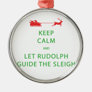 Behalt Calm Lass Rudolph Guide Sleigh Silbernes Ornament