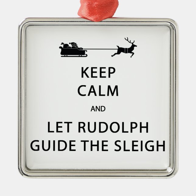 Behalt Calm Lass Rudolph Guide Sleigh Silbernes Ornament (Vorne)