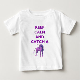 Behalt Calm, Lila Unicorn Baby Fine Jersey T - Shi Baby T-shirt