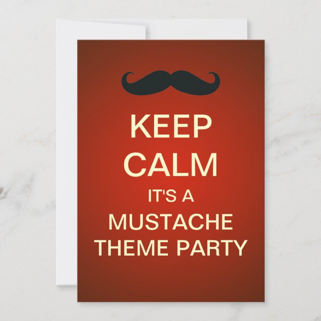 Behalt Calm Mustache Theme Party Custom Einladung (Vorderseite)