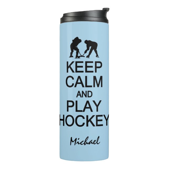 Behalt Calm & Play Hockey individuelle Name & colo Thermosbecher (Nach links gedreht)