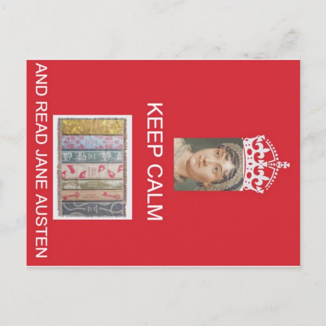 Behalt Calm, Read Jane Austen Postkarte (Vorderseite)