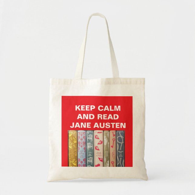Behalt Calm, Read Jane Austen Tragetasche (Vorne)