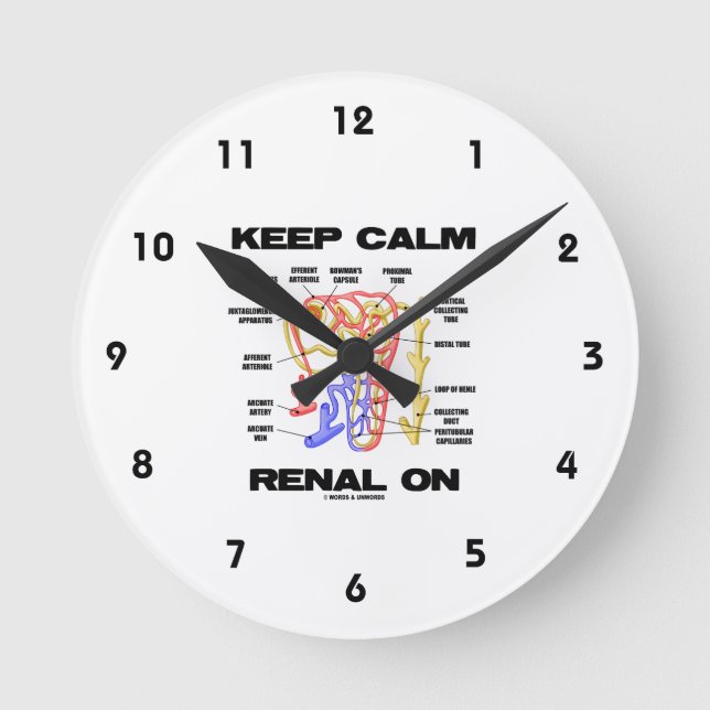 Behalt Calm Renal On (Niere Nephron) Runde Wanduhr (Vorderseite)