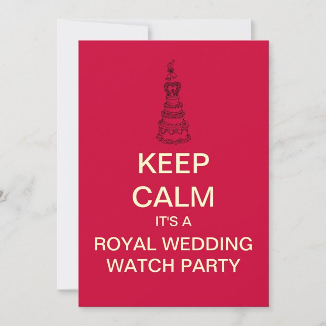 BEHALT CALM Royal Wedding Watch Party Invite (Red) Einladung (Vorderseite)