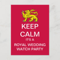 BEHALT CALM Royal Wedding Watch Party Postcard