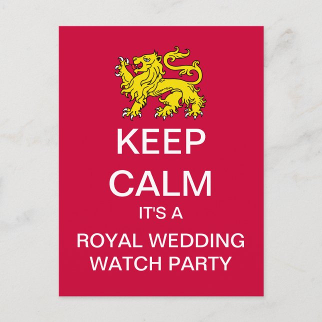 BEHALT CALM Royal Wedding Watch Party Postcard Postkarte (Vorderseite)