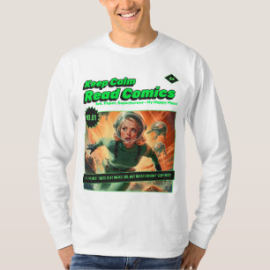 Behalt Calm Space Girl Retro Comic Buch Langschläf T-Shirt