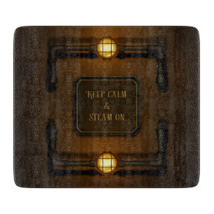 "Behalt Calm & Steam On" Industrial Steampunk Sign Schneidebrett