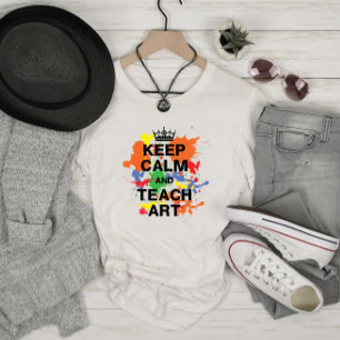Behalt Calm Teach Art farbenfrohe Platten T-Shirt