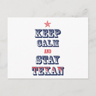 Behalt Calm und Bleibe Texan Postkarte