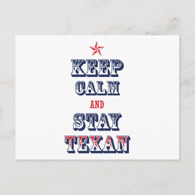 Behalt Calm und Bleibe Texan Postkarte (Vorderseite)