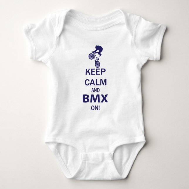 Behalt Calm und BMX ON Baby Strampler (Vorderseite)