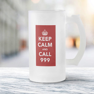 Behalt Calm und Call 999 - UK Emergency Number Mattglas Bierglas