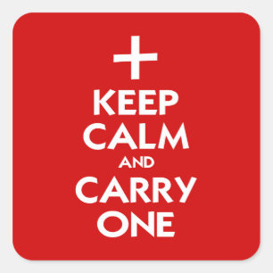 Behalt Calm und Carry One Quadratischer Aufkleber